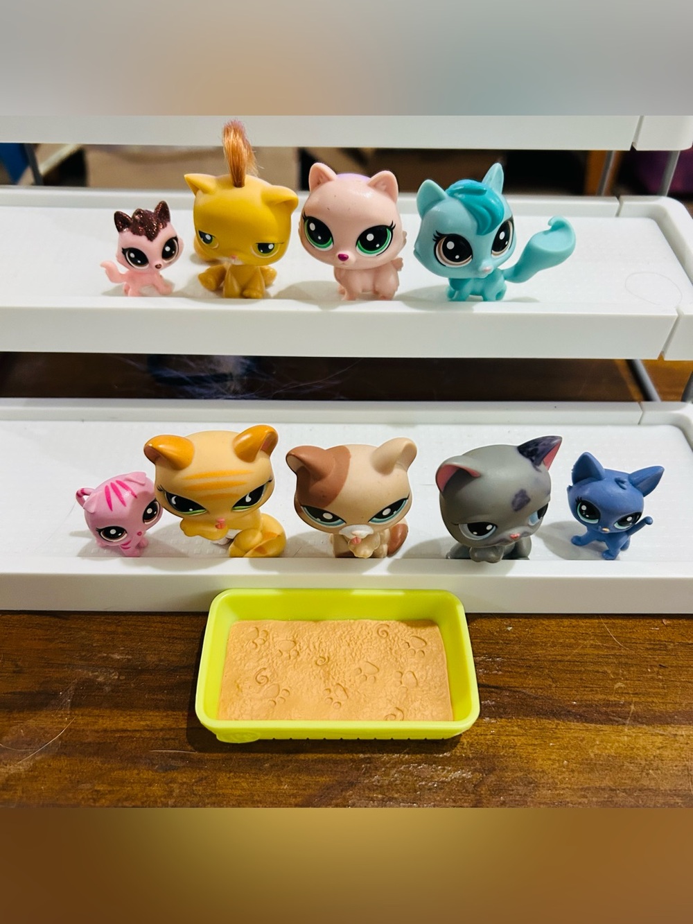 Littlest Pet Shop LPS Cat Figures Lot 9 Pc Lot Including Litter Box